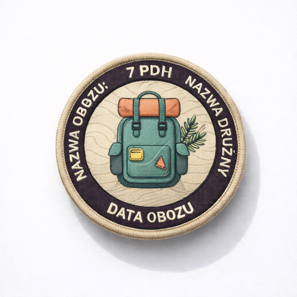 Okrągła plakietka obozowa (100 szt.) – haft komputerowy na zamówienie