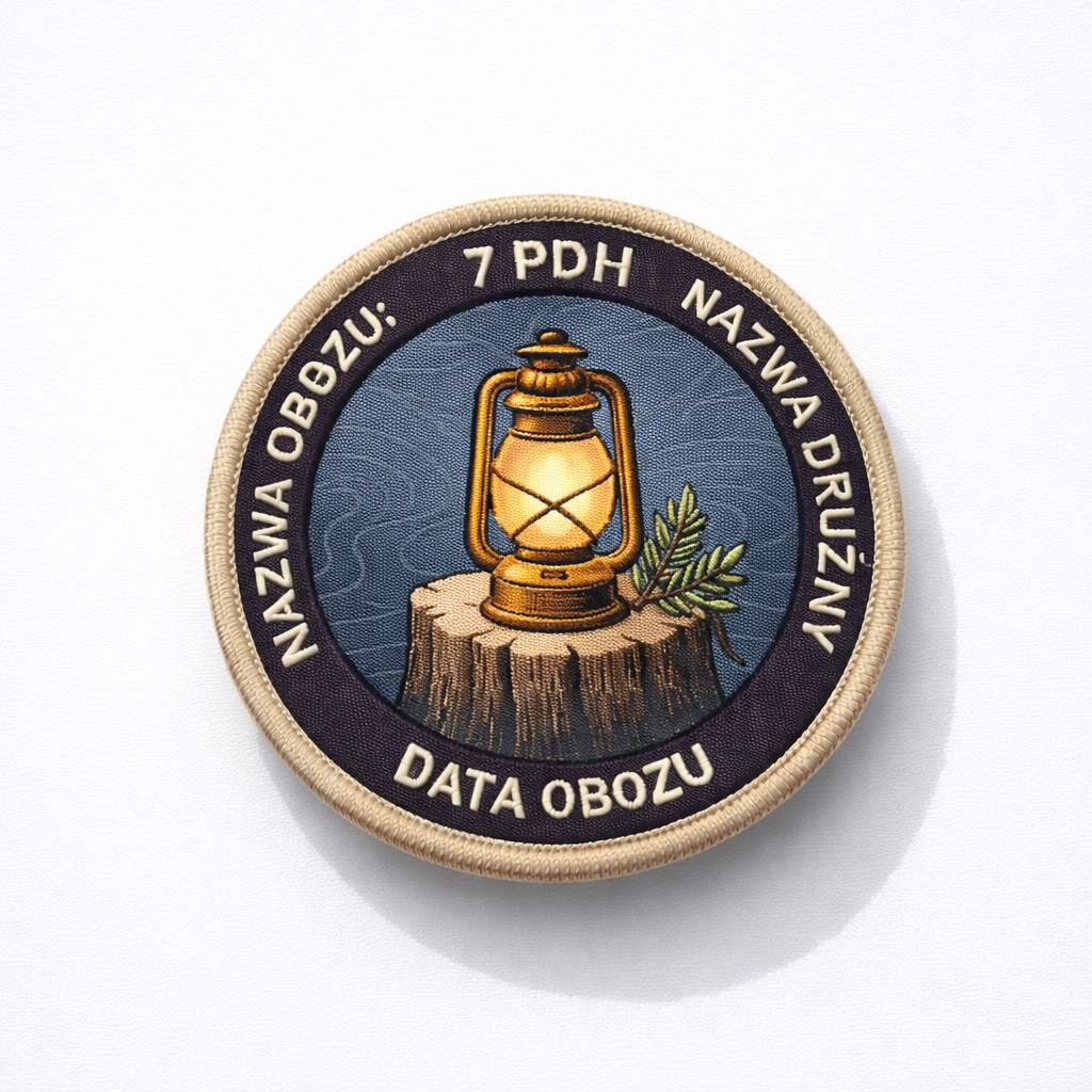 Okrągła plakietka obozowa (90 szt.) – haft komputerowy na zamówienie