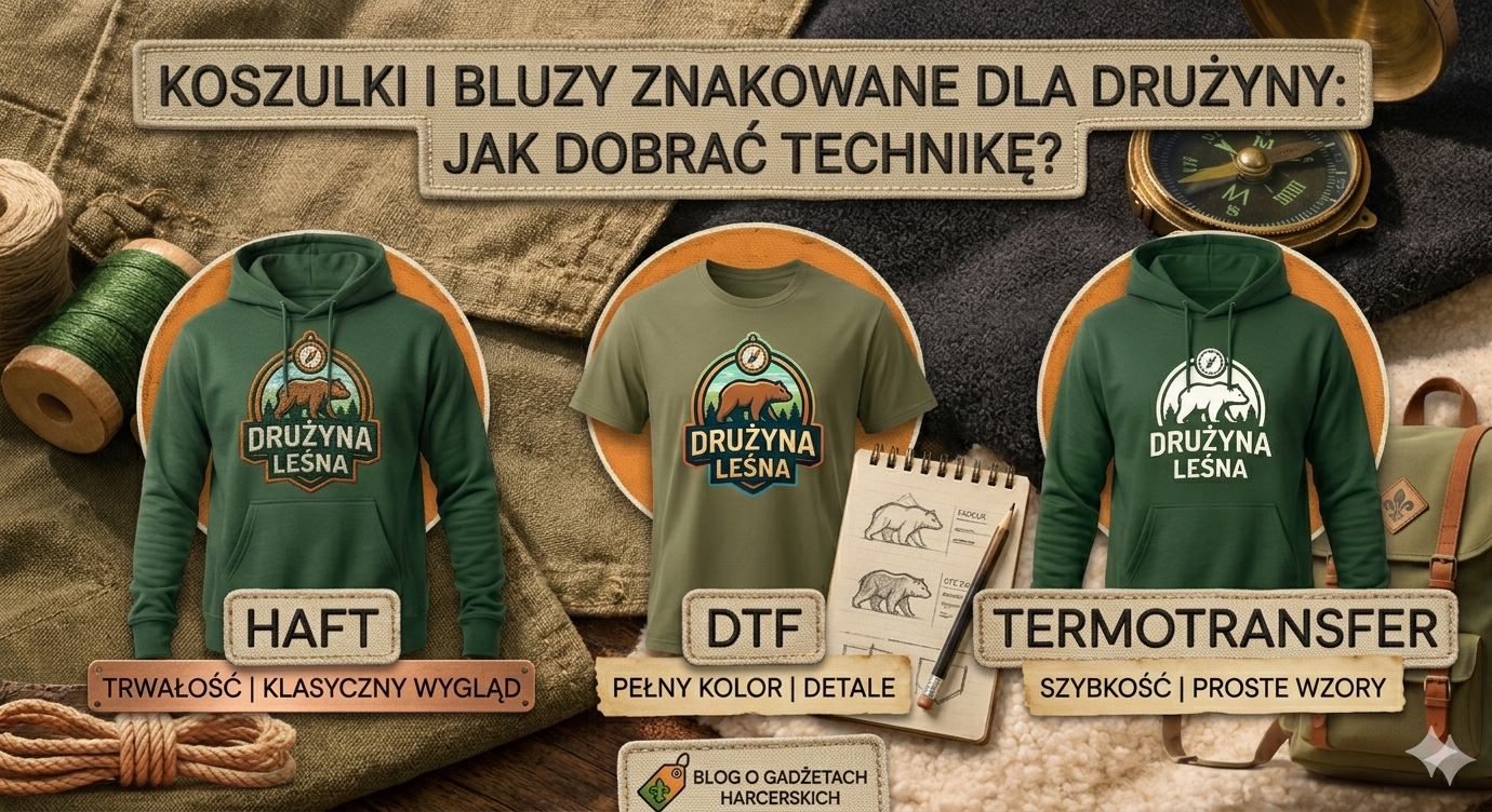 Koszulki i bluzy znakowane haftem komputerowym dla drużyn harcerskich — realizacja plakietkahaftowana.pl